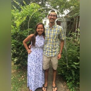 Poof New York Blue White Floral Halter Top Sleeveless Women’s Maxi Dress Slits M